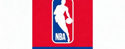 NBA官方合作伙伴标识，经典红蓝配色篮球运动员剪影图案
